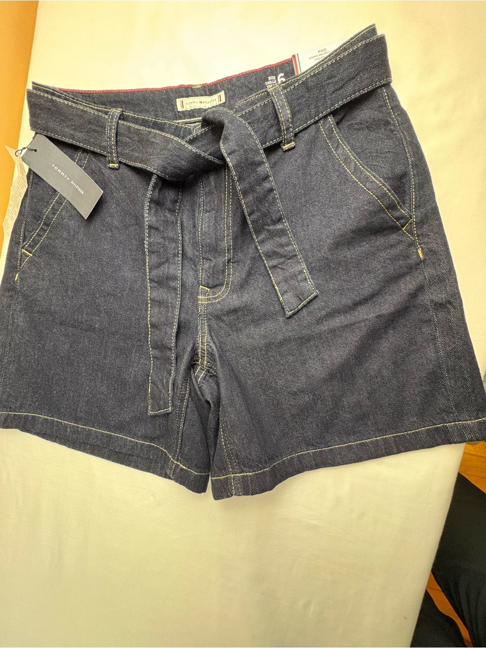 Tommy Hilfiger Dark Blue Denim Tie-Waist Shorts